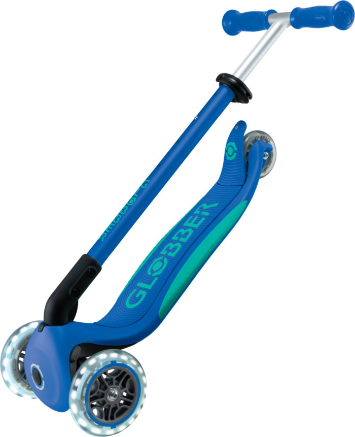 Самокат трехколесный Globber PRIMO FOLDABLE PLUS LIGHTS V2 (2025) синий