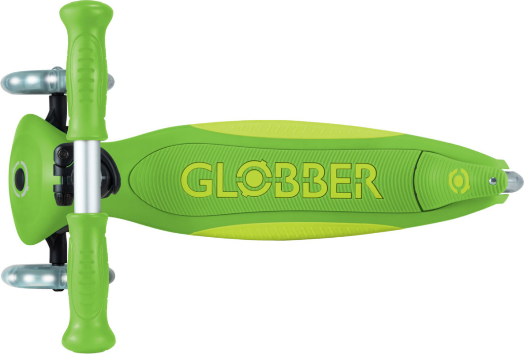 Самокат трехколесный Globber PRIMO FOLDABLE PLUS LIGHTS V2 (2024) зеленый