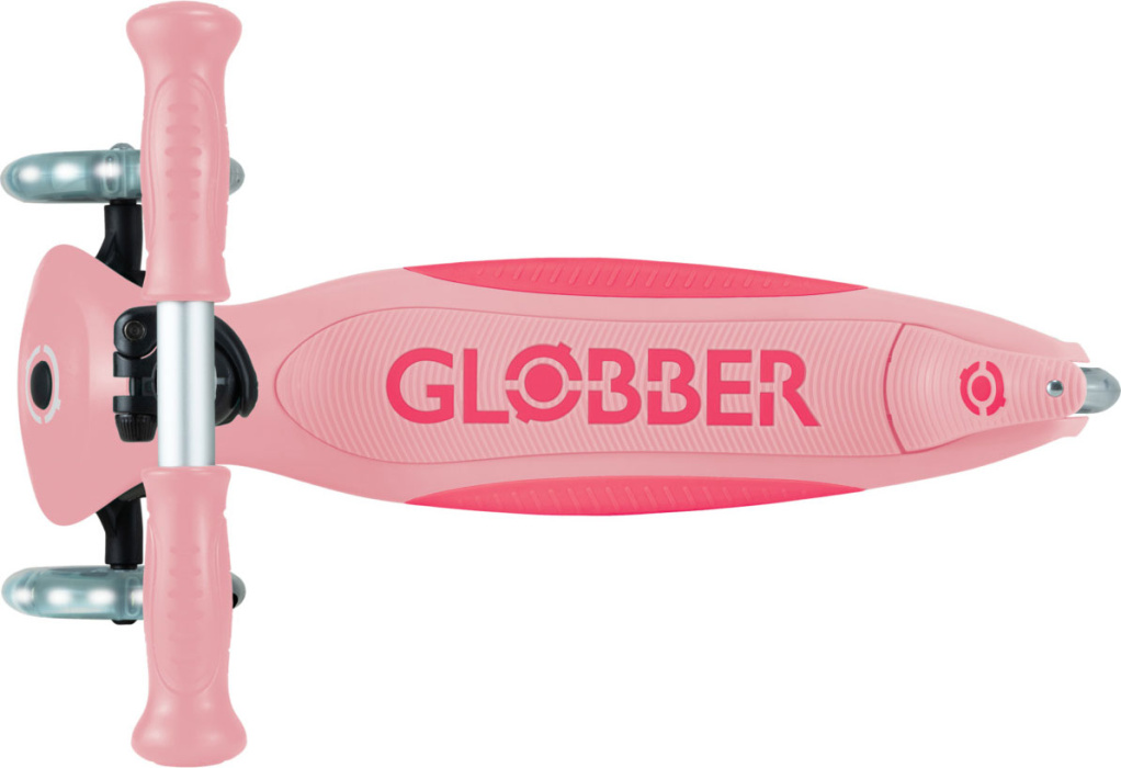 Самокат трехколесный Globber PRIMO FOLDABLE PLUS LIGHTS V2 (2025) пастельно-розовый