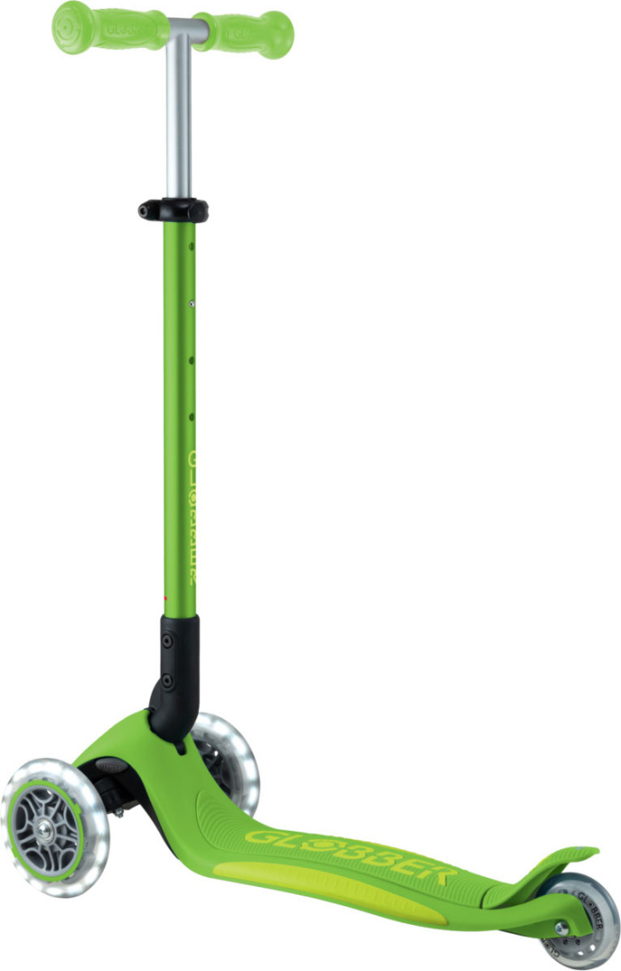 Самокат трехколесный Globber PRIMO FOLDABLE PLUS LIGHTS V2 (2024) зеленый