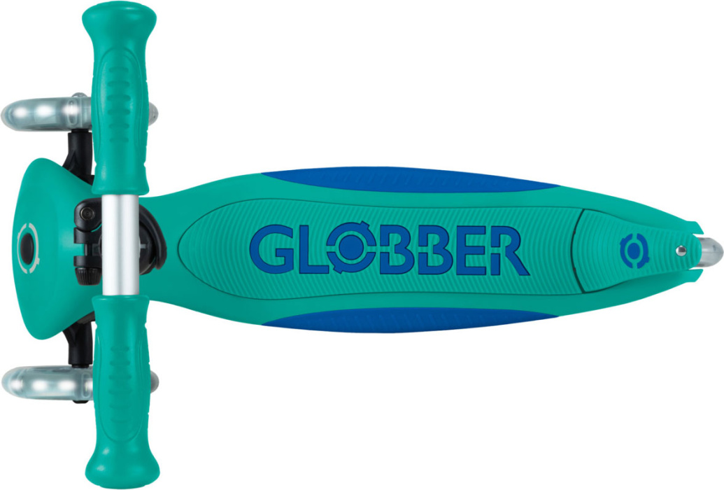 Самокат трехколесный Globber PRIMO FOLDABLE PLUS LIGHTS V2 (2024) изумрудный