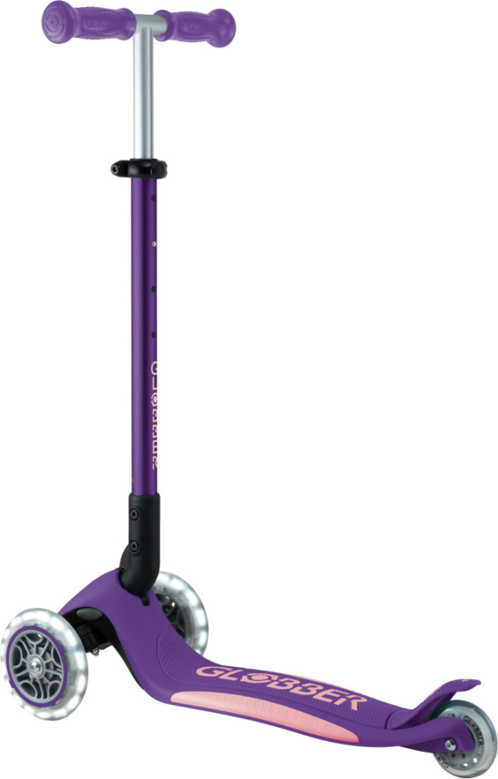 Самокат трехколесный Globber PRIMO FOLDABLE PLUS LIGHTS V2 (2025) фиолетовый