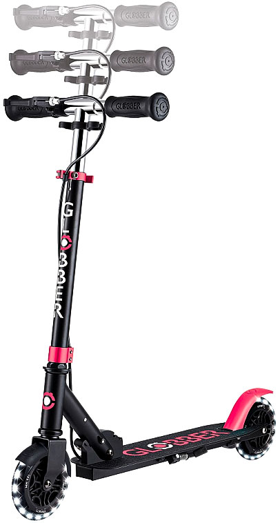 Самокат Globber FLOW ELEMENT JUNIOR LIGHTS черно-розовый